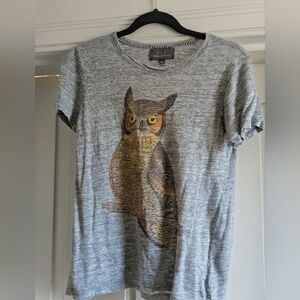 Patterson J. Kinkaid Gray Graphic Owl T Shirt- S